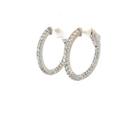 14k White Gold 1.00ct G VS2 Round Diamond Inside/Out Hoop Earrings